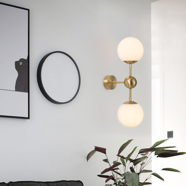 Contemporary Vanity Light Simple Glass Ball Shade Wall Light Sconce for Bathroom