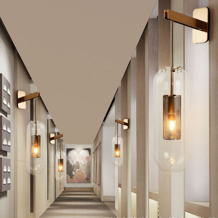 Industrial Glass Vanity Light Minimalist Wall Light Sconce for Bathroom