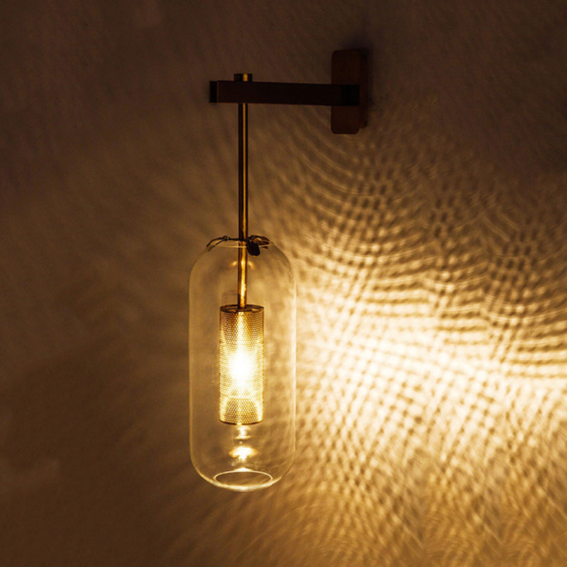Industrial Glass Vanity Light Minimalist Wall Light Sconce for Bathroom