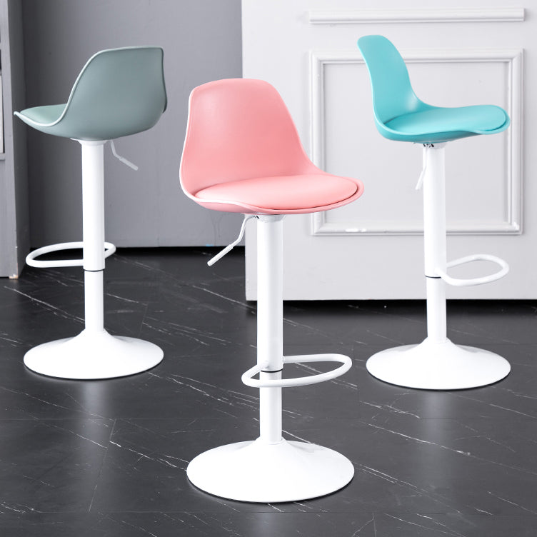 Contemporary Metal Barstool Faux Leather Footrest Adjustable Counter Stool