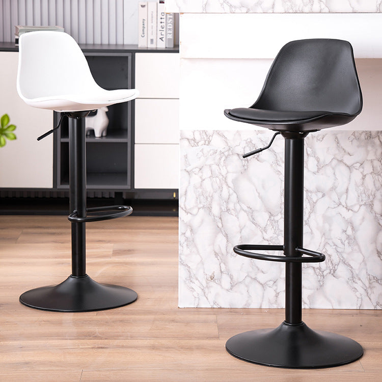 Contemporary Metal Barstool Faux Leather Footrest Adjustable Counter Stool