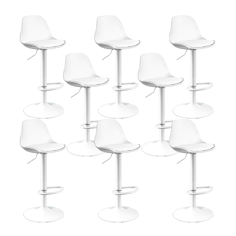 Contemporary Metal Barstool Faux Leather Footrest Adjustable Counter Stool