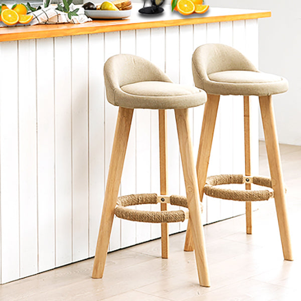Modern Solid Wood base Bar Stool Upholstered Footrest Bar Stool
