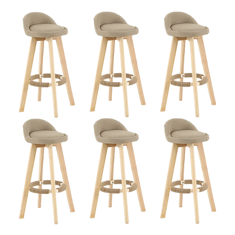 Modern Solid Wood base Bar Stool Upholstered Footrest Bar Stool
