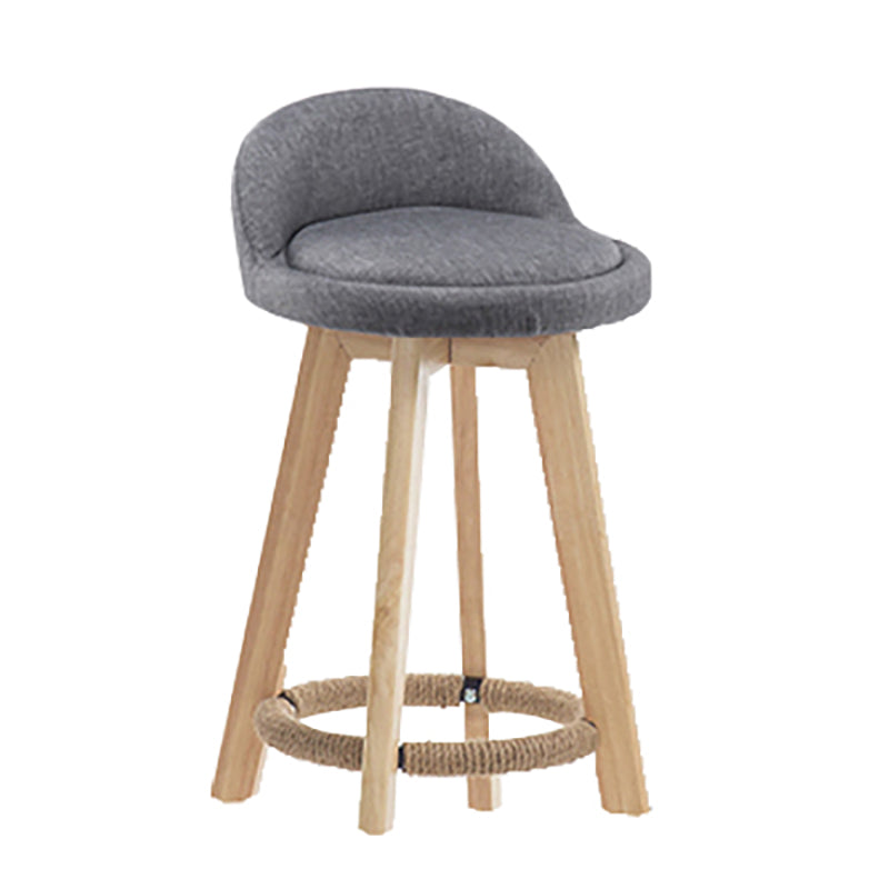 Modern Solid Wood base Bar Stool Upholstered Footrest Bar Stool