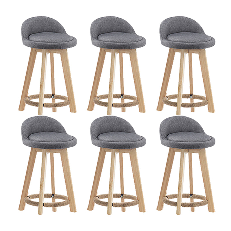 Modern Solid Wood base Bar Stool Upholstered Footrest Bar Stool