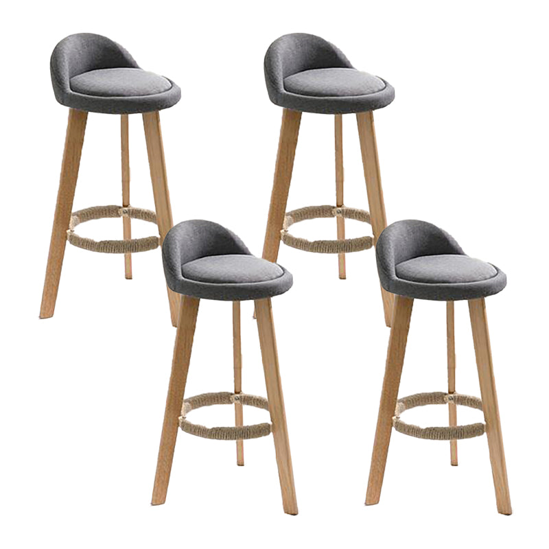 Modern Solid Wood base Bar Stool Upholstered Footrest Bar Stool