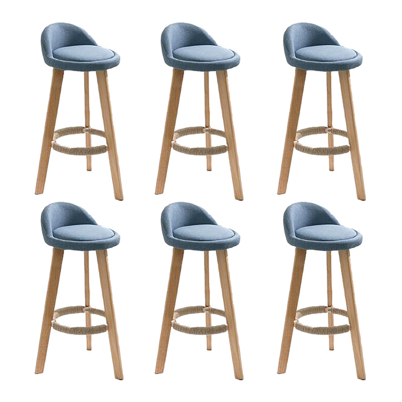 Modern Solid Wood base Bar Stool Upholstered Footrest Bar Stool
