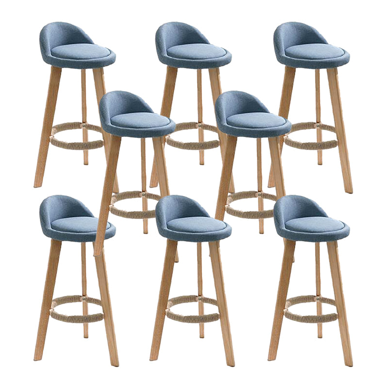Modern Solid Wood base Bar Stool Upholstered Footrest Bar Stool