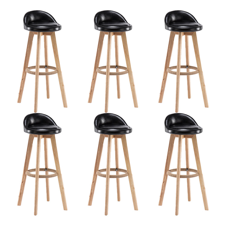 Modern Solid Wood base Bar Stool Upholstered Footrest Bar Stool