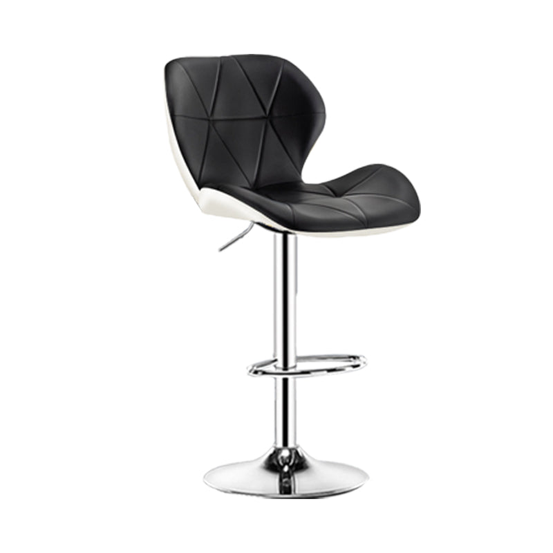 Scandinavian Metal Barstool Faux Leather Footrest Adjustable Counter Stool