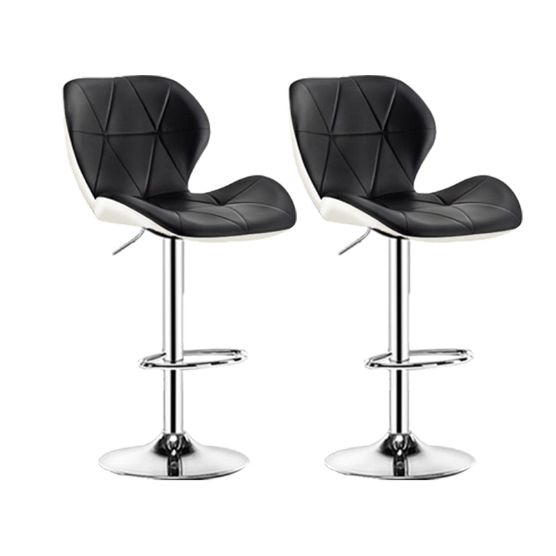 Scandinavian Metal Barstool Faux Leather Footrest Adjustable Counter Stool