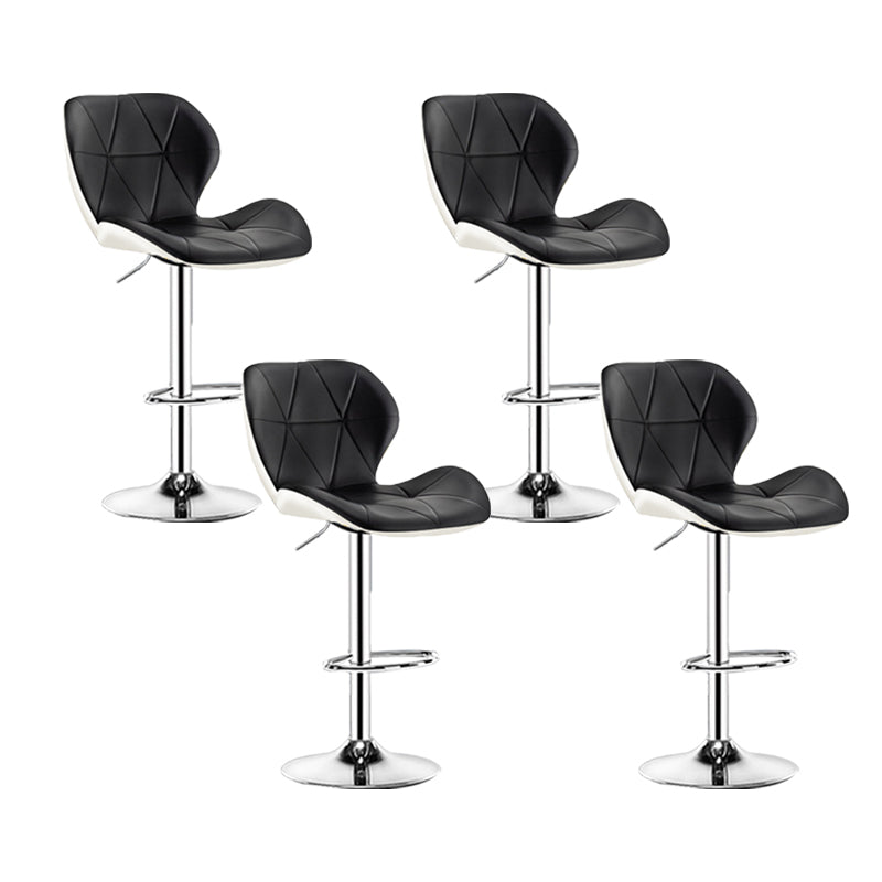 Scandinavian Metal Barstool Faux Leather Footrest Adjustable Counter Stool