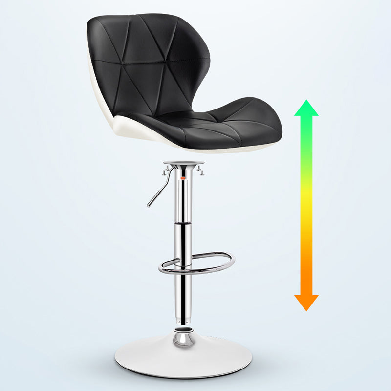 Scandinavian Metal Barstool Faux Leather Footrest Adjustable Counter Stool