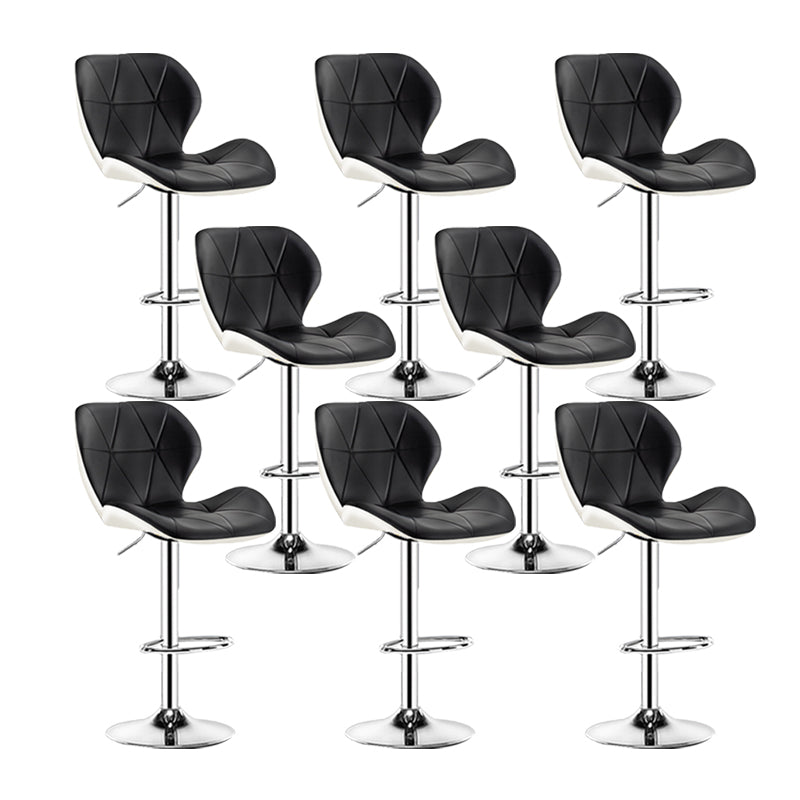 Scandinavian Metal Barstool Faux Leather Footrest Adjustable Counter Stool