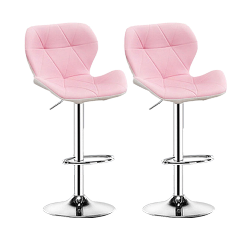 Scandinavian Metal Barstool Faux Leather Footrest Adjustable Counter Stool