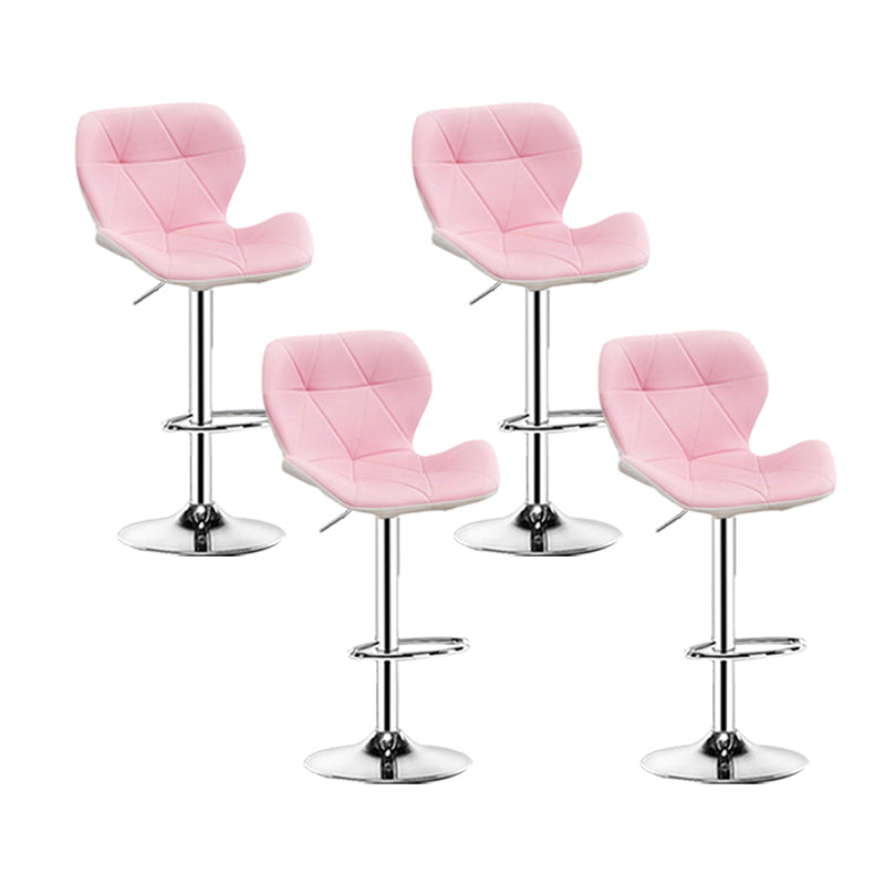 Scandinavian Metal Barstool Faux Leather Footrest Adjustable Counter Stool