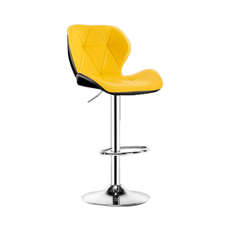 Scandinavian Metal Barstool Faux Leather Footrest Adjustable Counter Stool