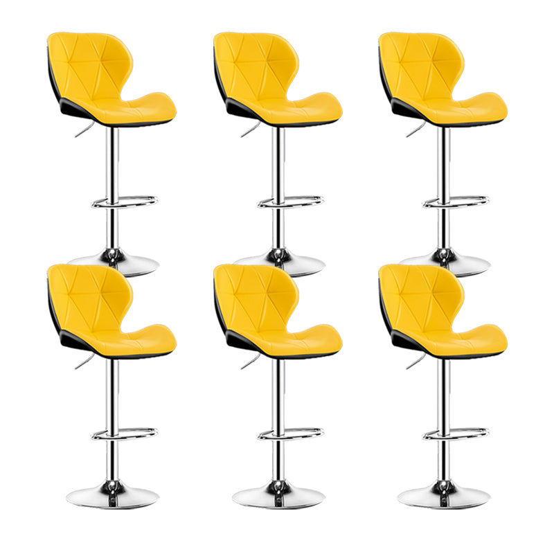 Scandinavian Metal Barstool Faux Leather Footrest Adjustable Counter Stool