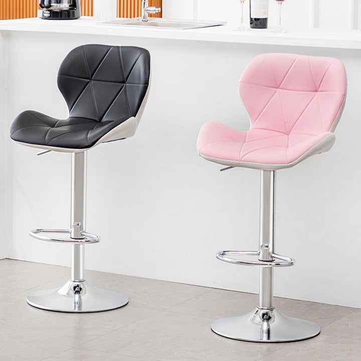 Scandinavian Metal Barstool Faux Leather Footrest Adjustable Counter Stool