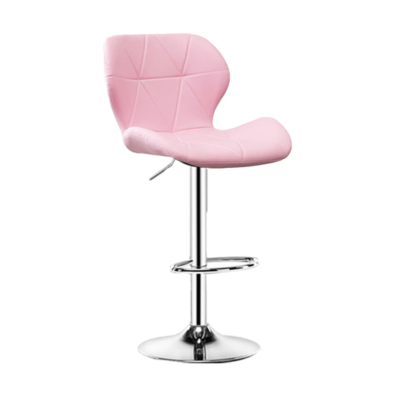 Scandinavian Metal Barstool Faux Leather Footrest Adjustable Counter Stool