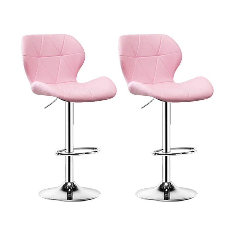 Scandinavian Metal Barstool Faux Leather Footrest Adjustable Counter Stool