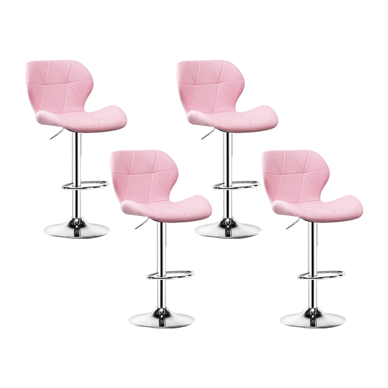 Scandinavian Metal Barstool Faux Leather Footrest Adjustable Counter Stool