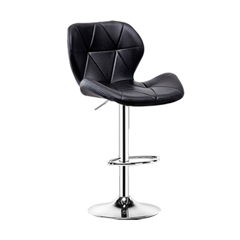 Scandinavian Metal Barstool Faux Leather Footrest Adjustable Counter Stool