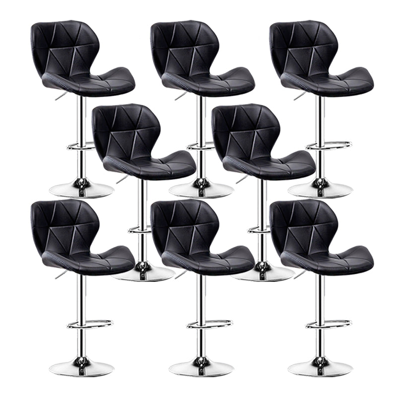 Scandinavian Metal Barstool Faux Leather Footrest Adjustable Counter Stool