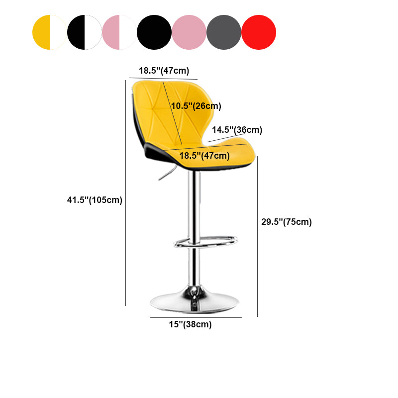 Scandinavian Metal Barstool Faux Leather Footrest Adjustable Counter Stool