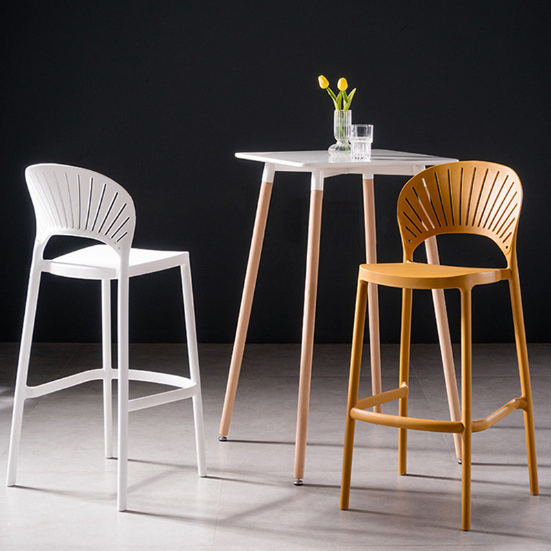 Modern Plastic Barstool Low Back Counter Stool in Matte Finish