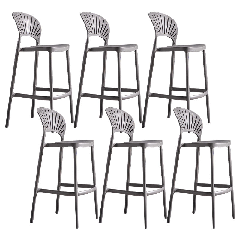 Modern Plastic Barstool Low Back Counter Stool in Matte Finish
