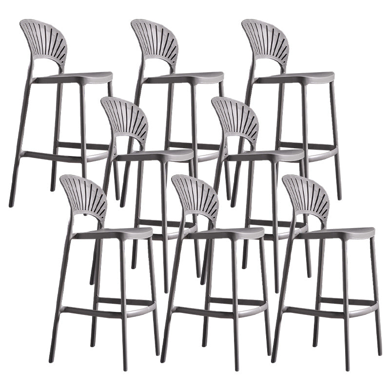Modern Plastic Barstool Low Back Counter Stool in Matte Finish