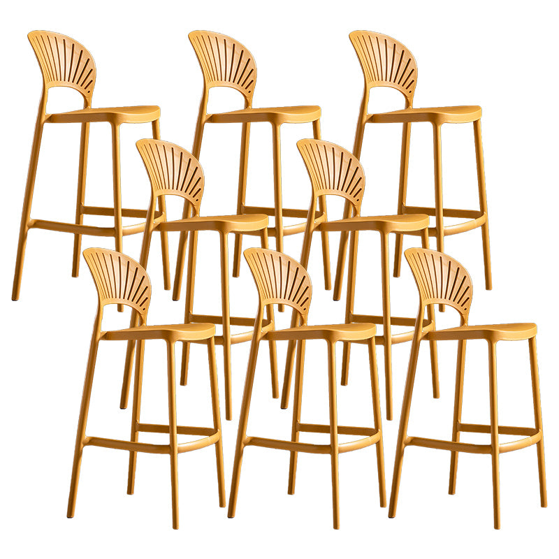 Modern Plastic Barstool Low Back Counter Stool in Matte Finish