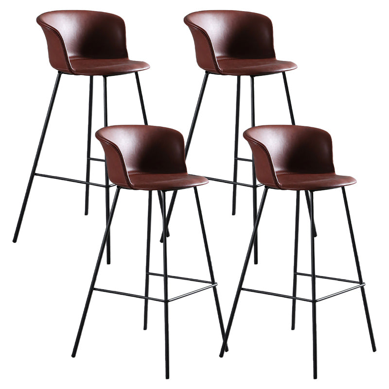Modern Bucket Low Back Counter Chair Faux Leather Counter Bar Stool for Dining Room