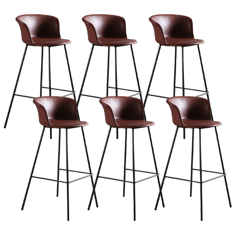 Modern Bucket Low Back Counter Chair Faux Leather Counter Bar Stool for Dining Room