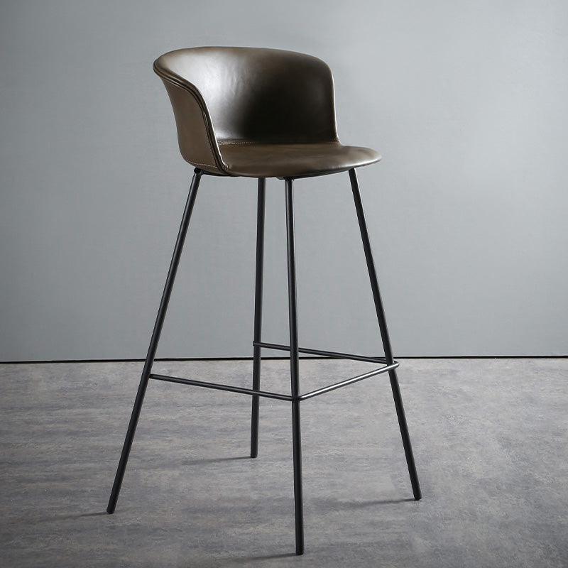 Modern Bucket Low Back Counter Chair Faux Leather Counter Bar Stool for Dining Room