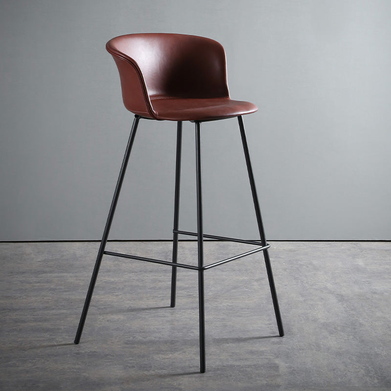 Modern Bucket Low Back Counter Chair Faux Leather Counter Bar Stool for Dining Room