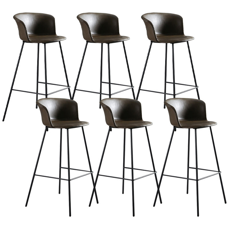 Modern Bucket Low Back Counter Chair Faux Leather Counter Bar Stool for Dining Room