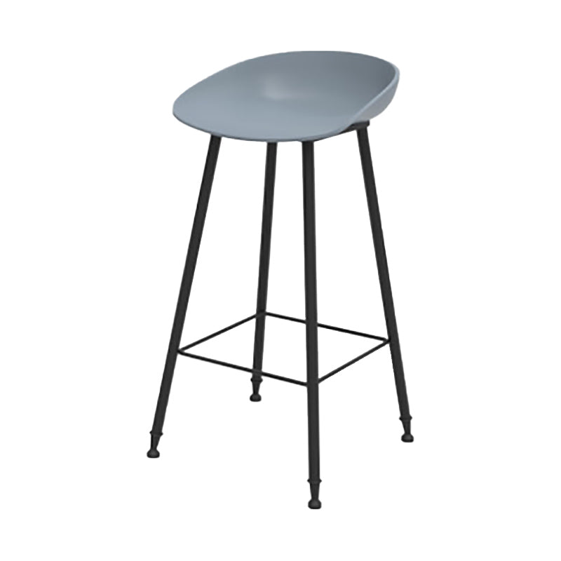 Contemporary Metal Base Indoor Stool PP Plastic Low Back Bar Stool