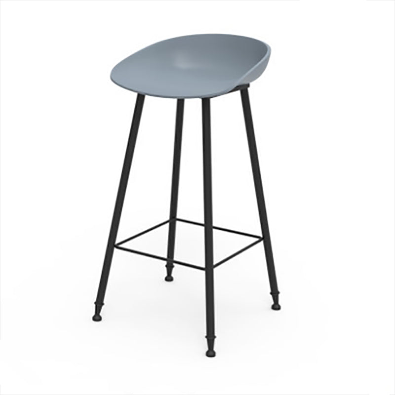 Contemporary Metal Base Indoor Stool PP Plastic Low Back Bar Stool
