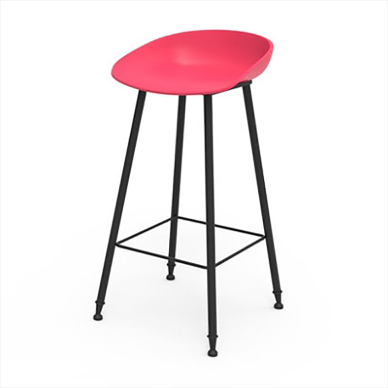Contemporary Metal Base Indoor Stool PP Plastic Low Back Bar Stool