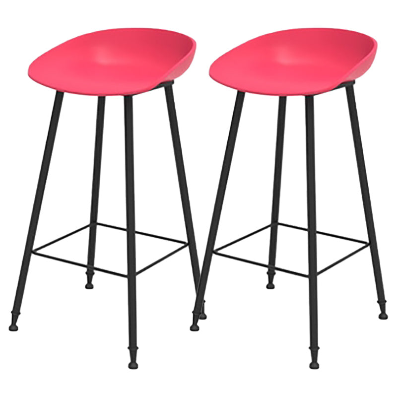 Contemporary Metal Base Indoor Stool PP Plastic Low Back Bar Stool