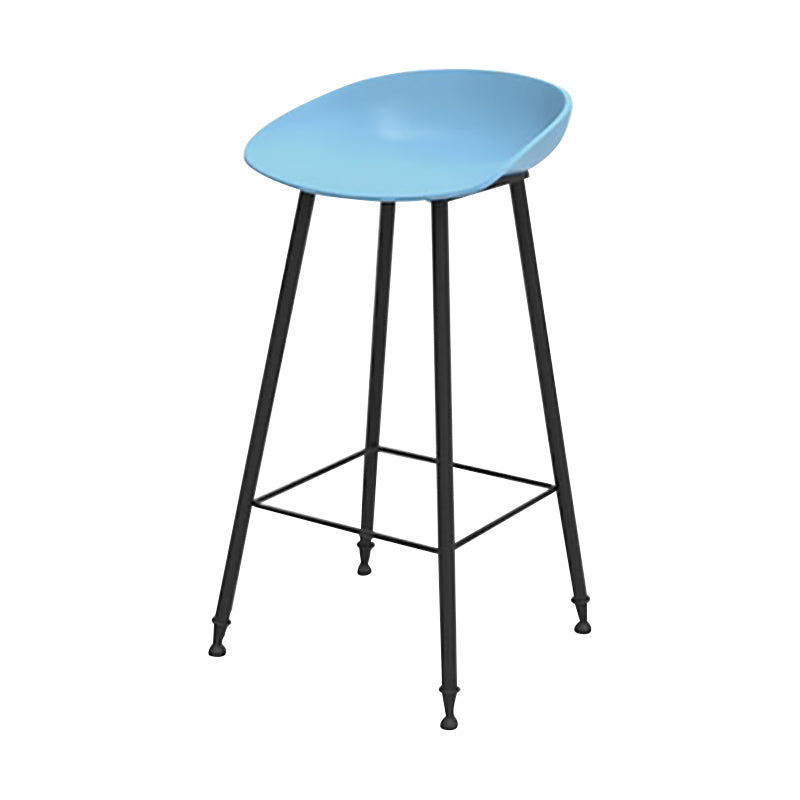 Contemporary Metal Base Indoor Stool PP Plastic Low Back Bar Stool