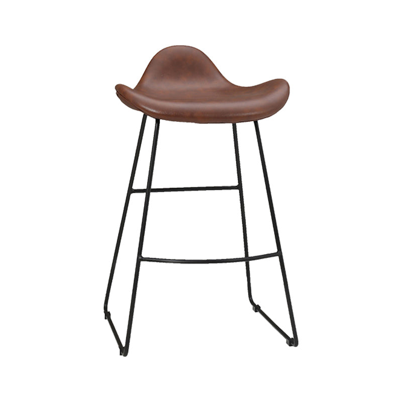 Indoor Footrest Leather Dining Stool Bucket Modern Counter Stool with Metal Base