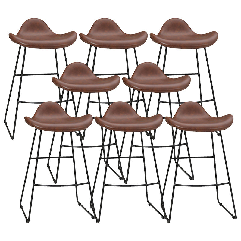 Indoor Footrest Leather Dining Stool Bucket Modern Counter Stool with Metal Base