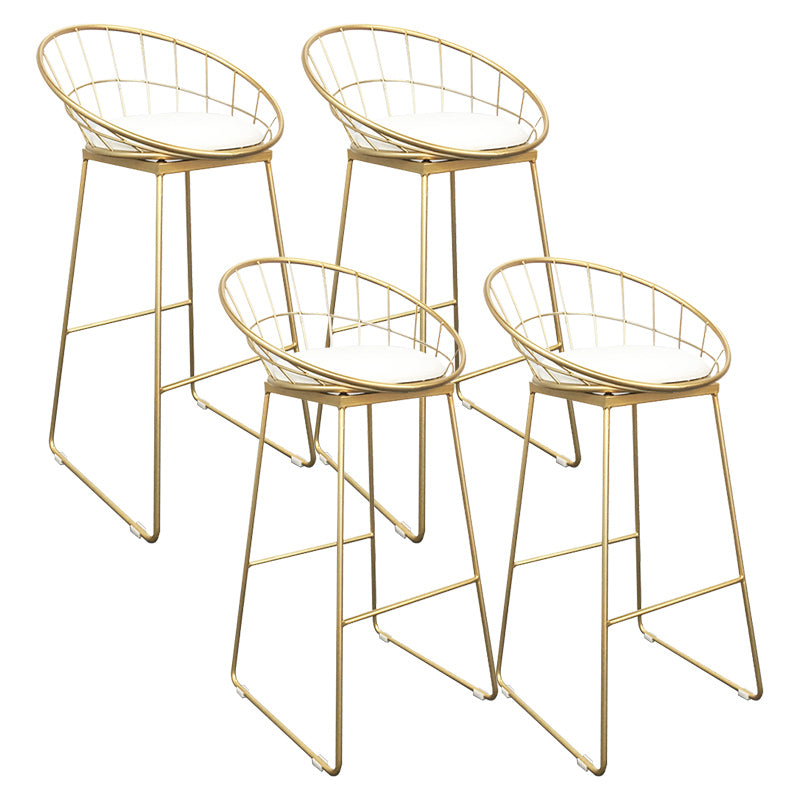 Coffee Shop Scandinavian Bar-stool Metal Bucket Footrest Counter-height Stool
