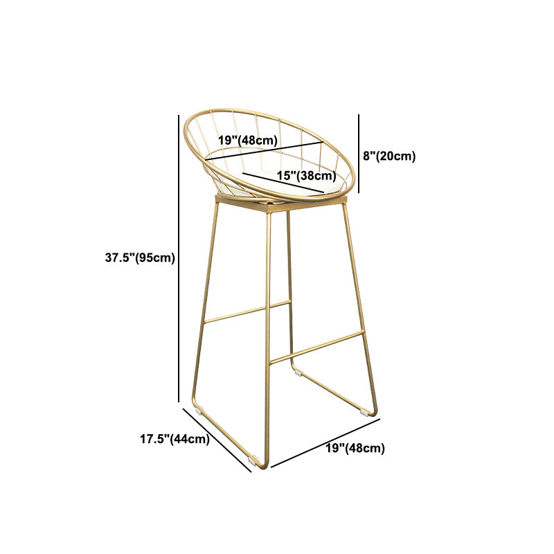 Coffee Shop Scandinavian Bar-stool Metal Bucket Footrest Counter-height Stool