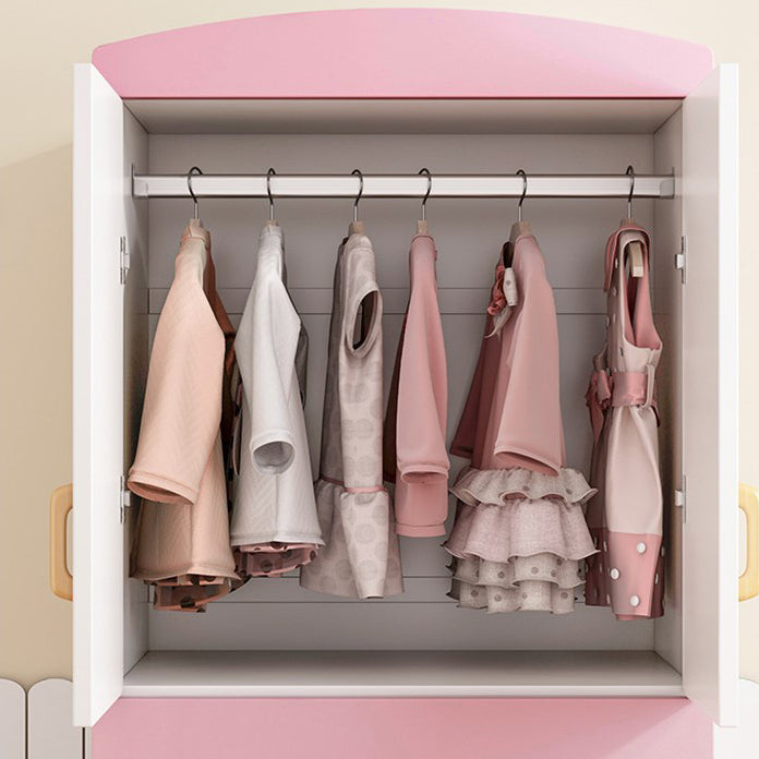 Engineered Wood Storage Cabinet with Garment Rod Modern Cabinet for Bedroom