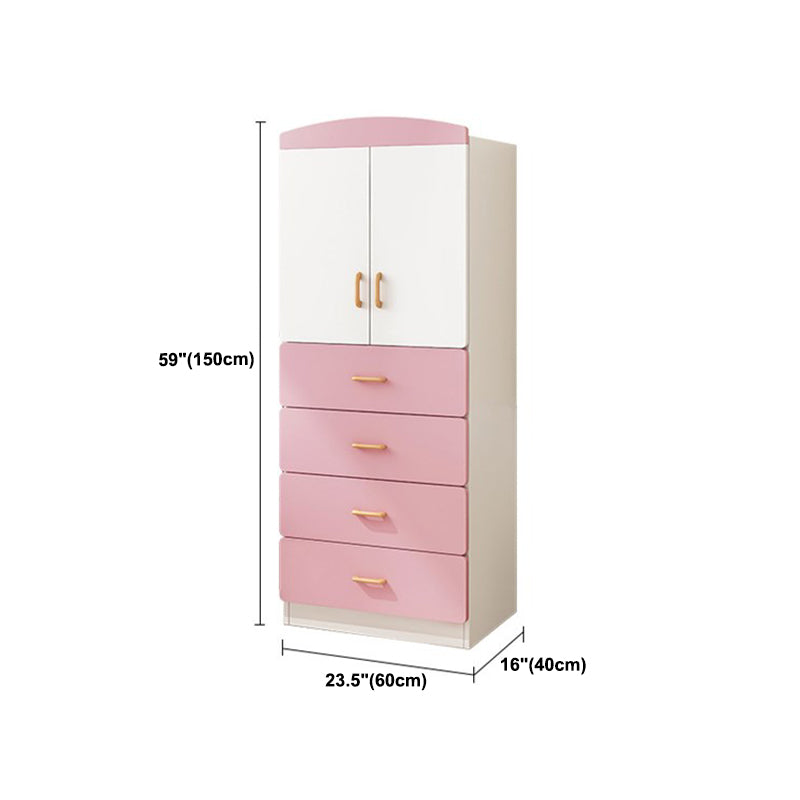 Engineered Wood Storage Cabinet with Garment Rod Modern Cabinet for Bedroom